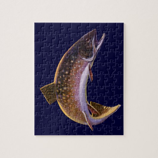 Vintager Bachforellenfisch, Sportfischer Puzzle (Vertikal)