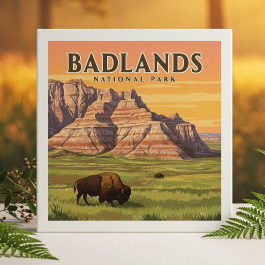 Vintager Badlands-Nationalpark Fliese