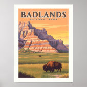 Vintager Badlands-Nationalpark Poster (Vorne)