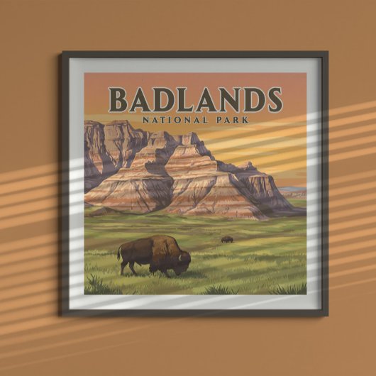 Vintager Badlands-Nationalpark Poster