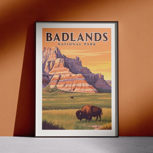 Vintager Badlands-Nationalpark Poster