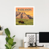Vintager Badlands-Nationalpark Poster (Heimbüro)
