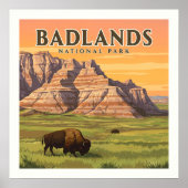 Vintager Badlands-Nationalpark Poster (Vorne)