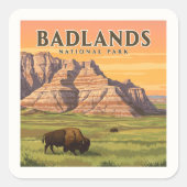 Vintager Badlands-Nationalpark Quadratischer Aufkleber (Vorderseite)