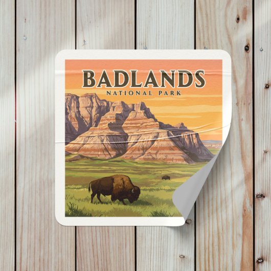 Vintager Badlands-Nationalpark Quadratischer Aufkleber