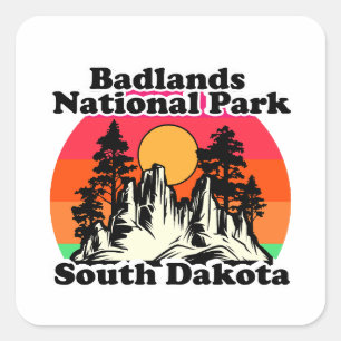Vintager Badlands-Nationalpark Quadratischer Aufkleber