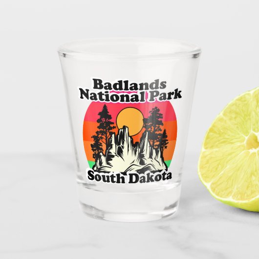 Vintager Badlands-Nationalpark Schnapsglas (Vorderseite)