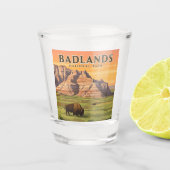 Vintager Badlands-Nationalpark Schnapsglas (Vorderseite)