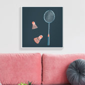 Vintager Badminton Print - handgezeichnet für Sie! Leinwanddruck (Insitu (Wohnzimmer))