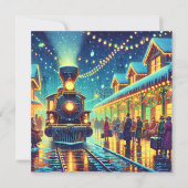 Vintager Bahnhof am Heiligabend personalisieren (Vorderseite)