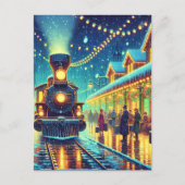Vintager Bahnhof am Heiligabend personalisieren Postkarte (Vorderseite)