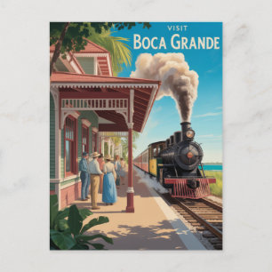 Vintager Bahnhof Boca Grande Gasparilla Feiertagspostkarte