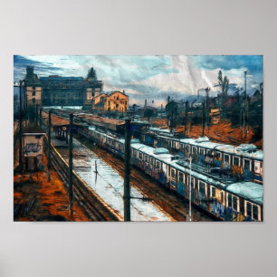 Vintager Bahnhof Poster