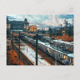 Vintager Bahnhof Postkarte