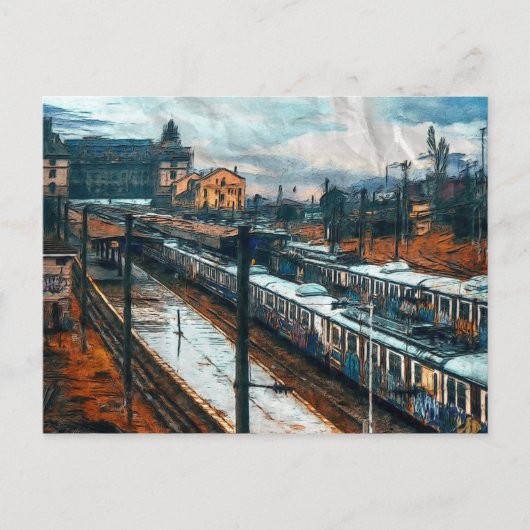 Vintager Bahnhof Postkarte (Vorderseite)
