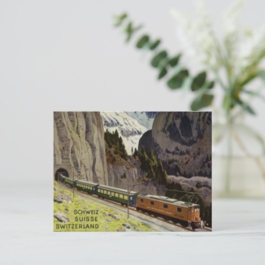 Vintager Bahnurlaub in der Schweiz Postkarte (Stehend Vorderseite)
