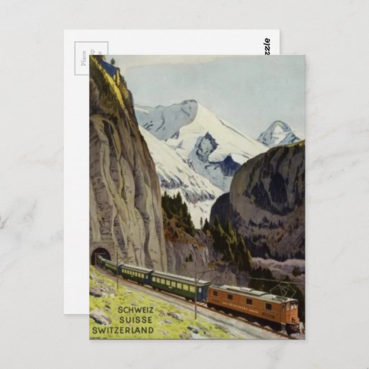 Vintager Bahnurlaub in der Schweiz Postkarte (Vorne/Hinten)