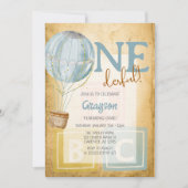 Vintager Ballon 1. Geburtstag Einladung (Vorderseite)