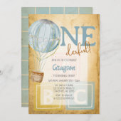 Vintager Ballon 1. Geburtstag Einladung (Vorne/Hinten)