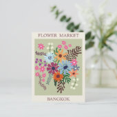 Vintager Bangkok Thailand Blume Travel Postkarte (Stehend Vorderseite)