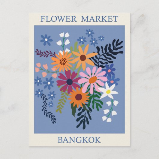 Vintager Bangkok Thailand Blume Travel Postkarte (Vorderseite)