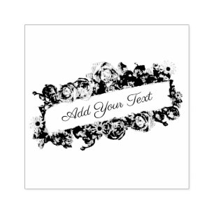 Vintager Banner Elegante Rose mit Blumenmuster han Gummistempel