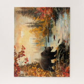 Vintager Bär im Creek Herbstblatt 16x20 Puzzle (Vertikal)