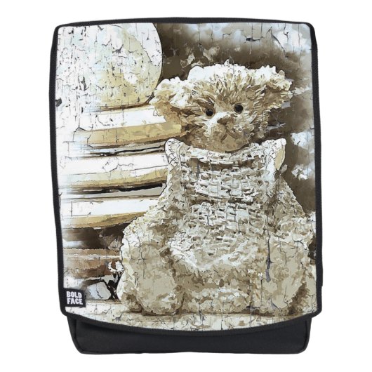 Vintager Bär und Bücher Rucksack (Vorderseite)