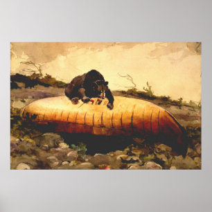 Vintager Bär und Kanu Winslow Homer 1895 Poster