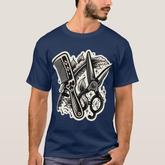 Vintager Barber Flash Tattoo T - Shirt 👕 (Vorderseite)