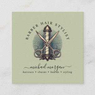 Vintager Barber Shop Hair Stylist Barber Quadratische Visitenkarte