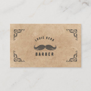 Vintager Barbershop Mustache Haarstylist Beige Visitenkarte