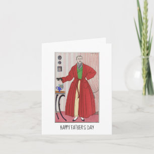 Vintager Barbier Man Robe Happy Vatertag Karte