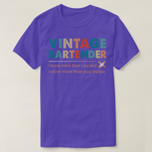 Vintager Barkeeper weiß mehr T-Shirt (Design vorne)