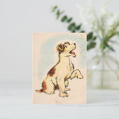 Vintager Barking Hund Zeichnend Postkarte (Stehend Vorderseite)