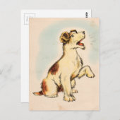 Vintager Barking Hund Zeichnend Postkarte (Vorne/Hinten)