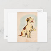 Vintager Barking Hund Zeichnend Postkarte (Vorne/Hinten)