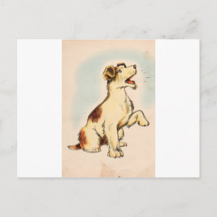 Vintager Barking Hund Zeichnend Postkarte