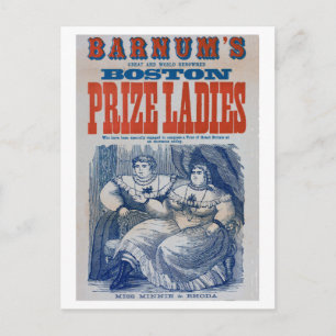 Vintager Barnum Circus Fat Ladys Side Show Freaks Postkarte