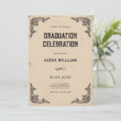 Vintager barocker Abschluss Einladung (Stehend Vorderseite)