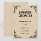 Vintager barocker Abschluss Einladung (Vorne/Hinten)