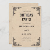 Vintager barocker Geburtstag Einladung (Vorne/Hinten)