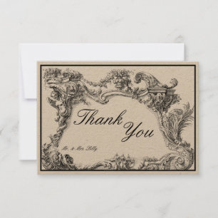 Vintager barocker Rokoko floraler Foliage Dankeskarte