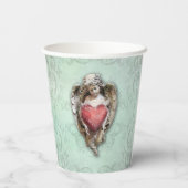 Vintager Barockkasten mit Herz Pappbecher (Rückseite)