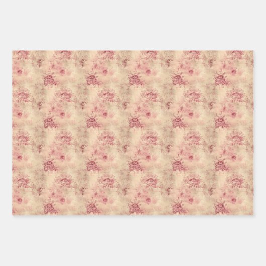 Vintager Barockmarsala und Golddamast Geschenkpapier Set (Vorderseite)