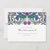 Vintager Barockstil in Rosa und Blau, blumengeschm Einladung (Vorderseite)