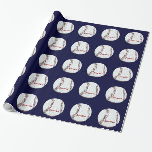 Vintager Basebalball personalisiert Geschenkpapier