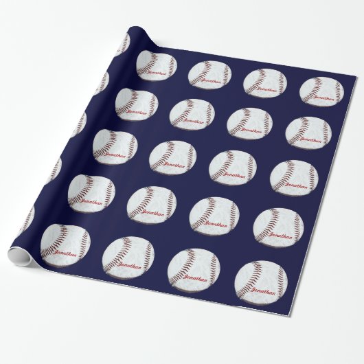 Vintager Basebalball personalisiert Geschenkpapier (Ungerollt)