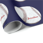 Vintager Basebalball personalisiert Geschenkpapier (Rolleneckpunkt)