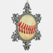 Vintager Basebalball Schneeflocken Zinn-Ornament (Links)